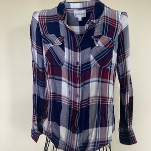 Olive + Oak Blue, Red, and White Flannel Button Down Shirt
